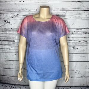 Avenue NWT Size 16 Pink & Purple Ombré Victoria Knit Top Shirt